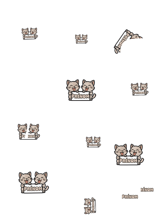 dessin enfant personnalisé chat Coffret Enfant Pop Max  premium personnalisé brodé avec design chat mignons brodé 12