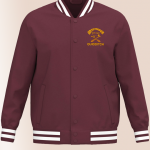 Veste teddy Gryffondor rouge cerise avec broderie Quidditch personnalisée et prénom intégré.