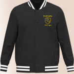 Veste teddy Poufsouffle noire avec écusson jaune brodé et prénom personnalisé.